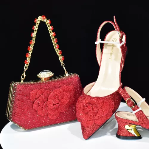 Wedding Shoes And Bag Set Designer Italian With Matching Sandals Bag Party Shoes - Picture 13 of 22