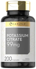 Potassium Citrate 99mg | 200 Capsules | Non-GMO and Gluten Free | by Carlyle
