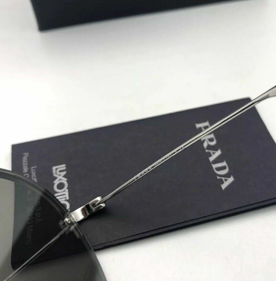 Folding PRADA Sunglasses SPR 54U 1BC-197 55-16 Silver Aviator Frames Mirror Lens image 8