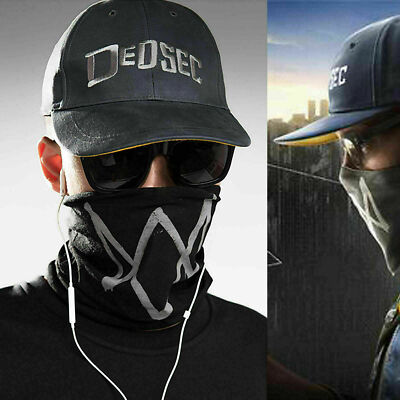 Watch Chien Dogs Canvas Cap Hat Scarf Mask Set Marcus Holloway Dedsec Hot
