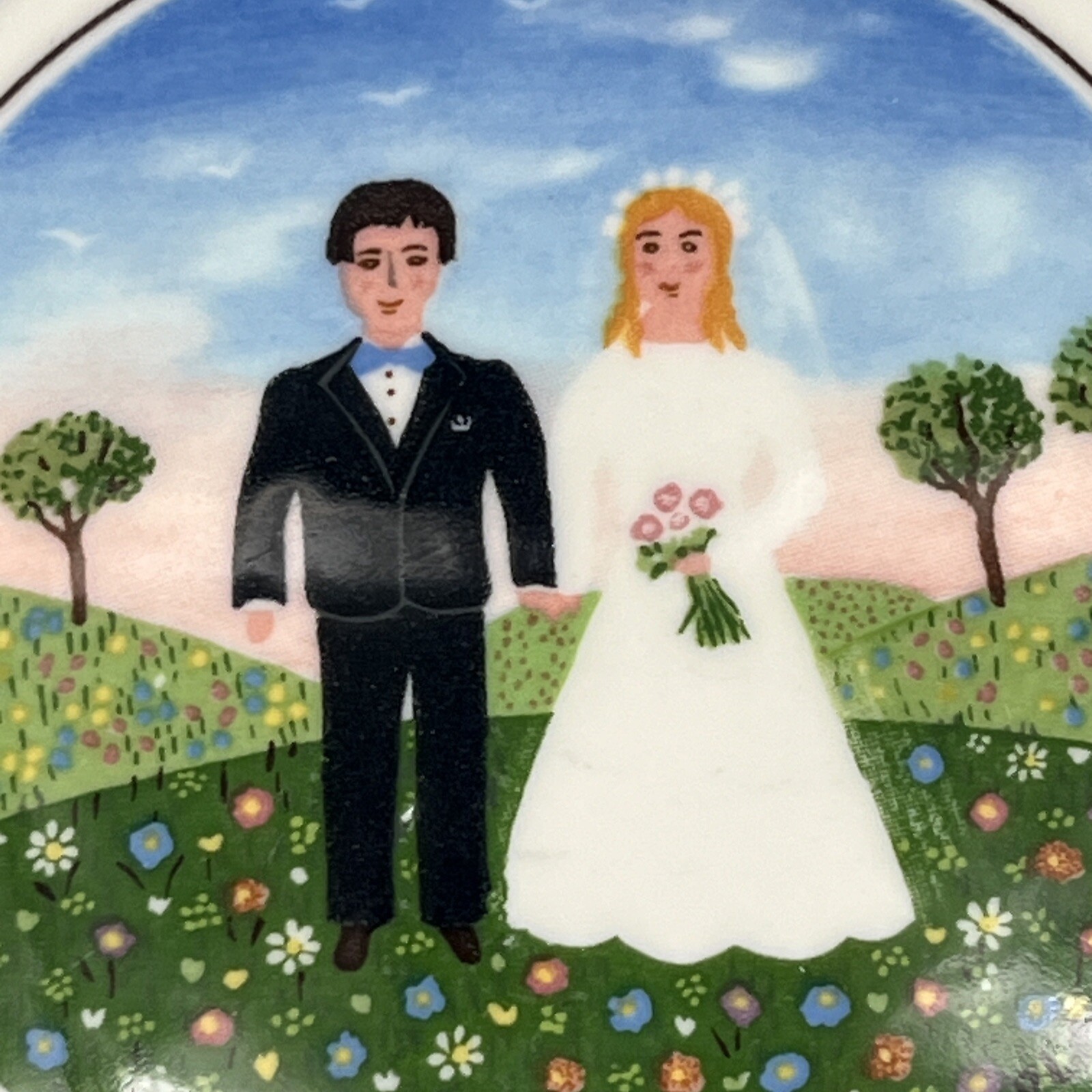 Villeroy & Boch Bride & Groom Design Trinket Box Naif Wedding Porcelain 3"