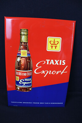 TAXIS-Export Regensburg - Blechschild Semi-Email - 24,5 x 35,5 cm - D um 1960