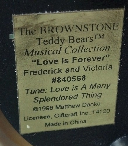 BROWNSTONE Osos de Peluche Musical Love is ForeverCollection #840568 Globo de Nieve Nuevo - Imagen 4 de 6