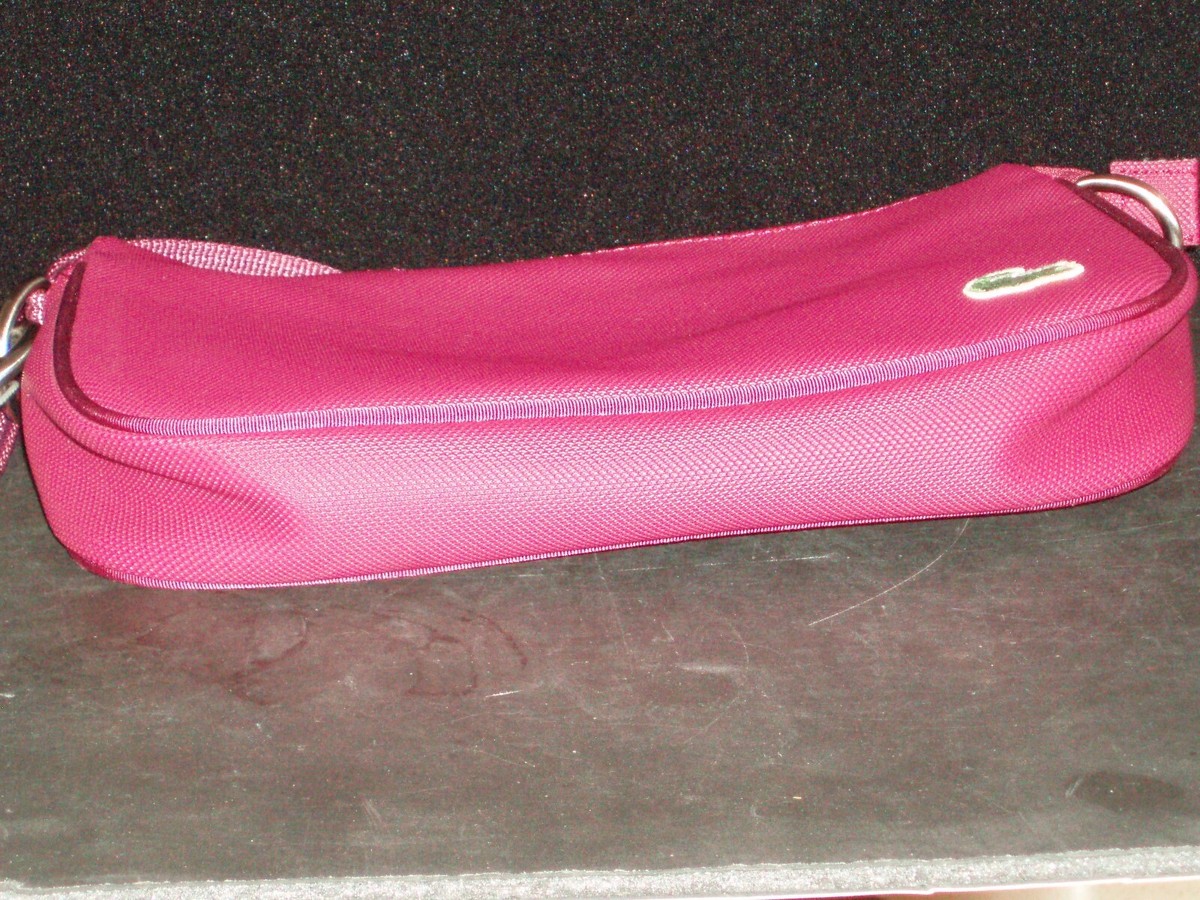 LACOSTE M40 NEW CLASSIC SQUARE BAGUETTE Handbag Purse PLUM