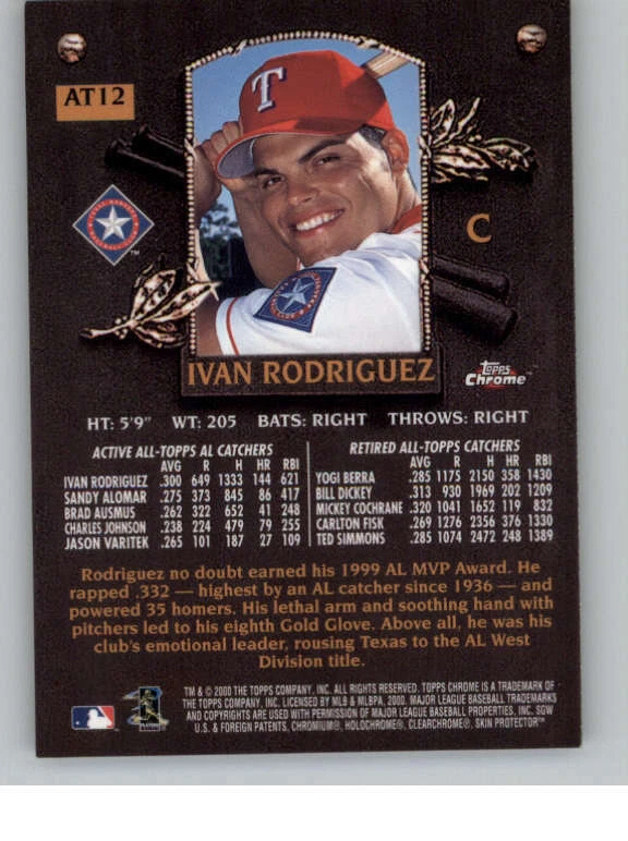 2000 Topps Chrome All-Topps #AT12 Ivan Rodriguez (ref 140154) - Image 2 of 2