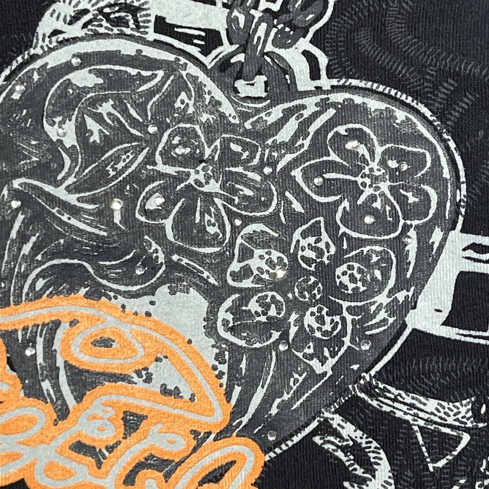 Mecca Femme T Shirt Womens Medium Black Rhinestone Graphic Top Short