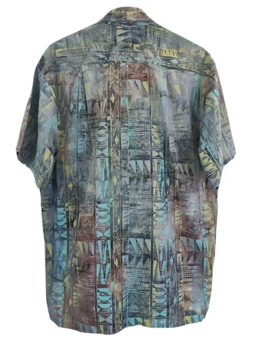 VTG Fulton Street Shirtworks Button Down Shirt Aztec geometric Print Sz M - Picture 10 of 12