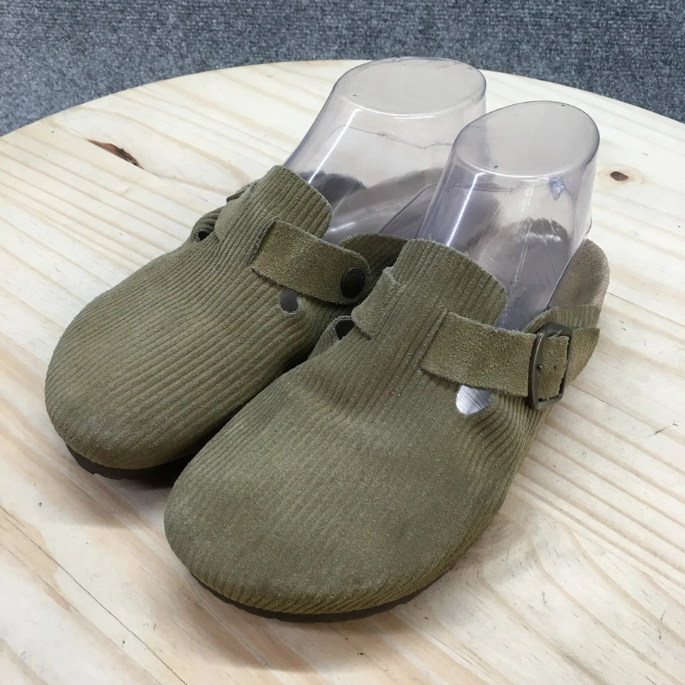 Sandalias Cabeza de Pato Mujer 6.5 Zuecos Cuero Verde Sin Cordones Hebilla Punta Redonda Foto 3 de 4