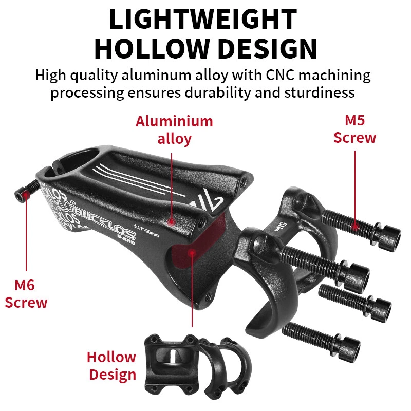 90mm 17 Degrees 31.8mm 1-1/8" BMX MTB Road Bike Handlebar Stem 28.6mm Fork Riser - Image 4 of 4