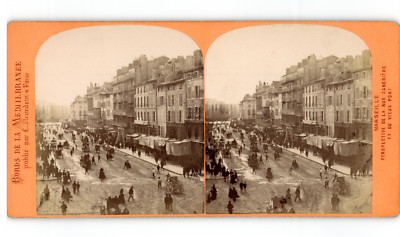 Photo Stéréo Ancienne Marseille La Canebière Vers 1870 - Tirage D'époque 10.5x18cm