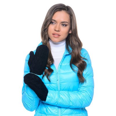 Damen Reebok Cable Mittens Black Winterhandschuhe FÄUSTLINGE 100% Baumwolle
