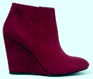burgundy wedge ankle boots