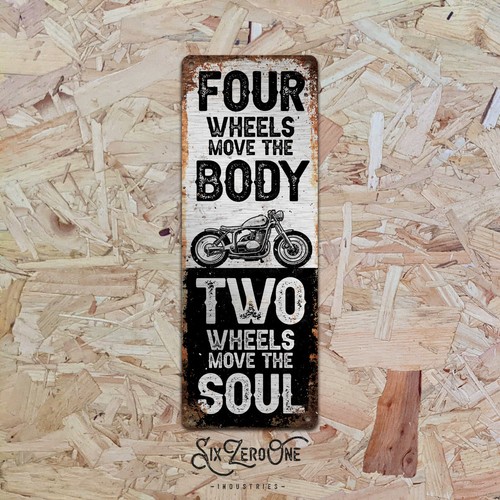 TWO WHEELS ...SOUL Metal Sign. Man Cave Biker Motorcycle Wall Plaque Garage Shed - Picture 2 of 7