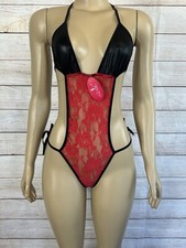 Unbranded Women Red / Black Lace Teddy Bodysuit NWT Size All Sizes