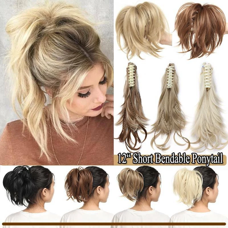 Clip on ponytail top for short hair