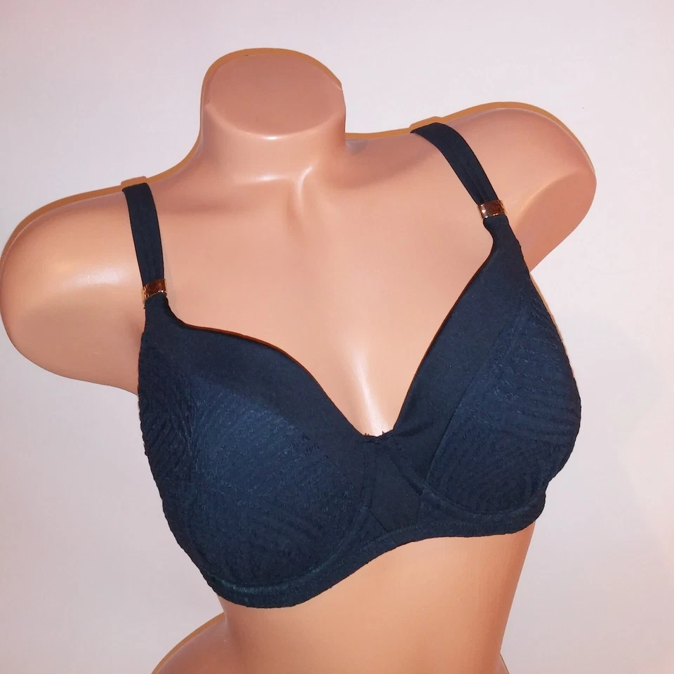 Top de bikini de natación Fantasie US 32DDD UK 32E copas forradas negras lisas texturizadas nuevo Foto 2 de 4