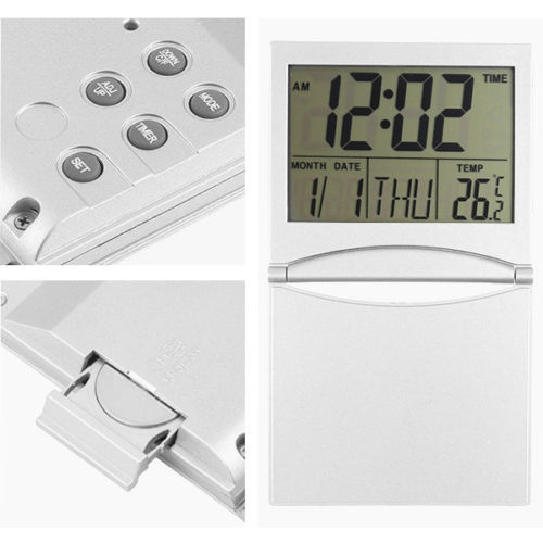 Home Digital LCD Screen Travel Alarm Clock Desk Thermometer Timer Calendar - Picture 6 of 9