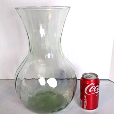 Vintage Large Blown Glass Flower Vase Green Tint 14" Tall Unsigned EUC