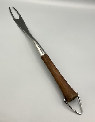 Wolfgang Puck 17  Hard Wood Handled Stainless Steel Grill Fork Barbecue Tool