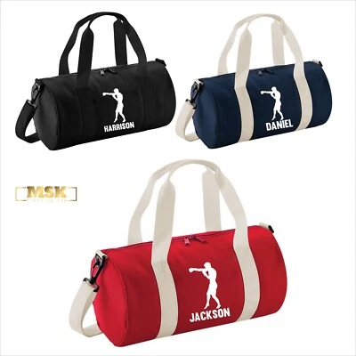 U&S CLOTHING Personalisierte Boxtasche für Kinder individueller Name Jungen Fitnessstudio Reise Sport Mini-Fasstasche