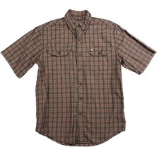 Carhartt Multicolor Plaid Short Sleeve Button Up Shirt Pockets Sz M 100% Cotton