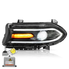[HID/Xenon Projector] Driver Side For 2015-2021 Dodge Charger Headlight W/Bulbs