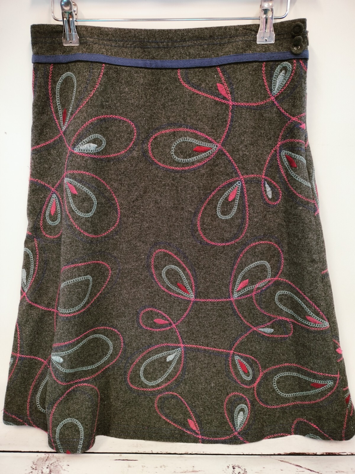 White Stuff Grey Wool Mix Patterned Winter A Line… - image 1