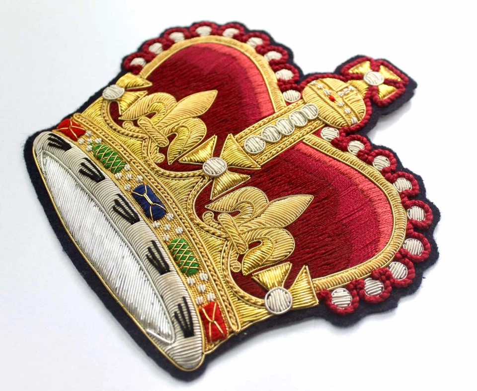 British Queen Crown (St Edward) Hand Embroidered Applique Large Patch - Image 3 of 4