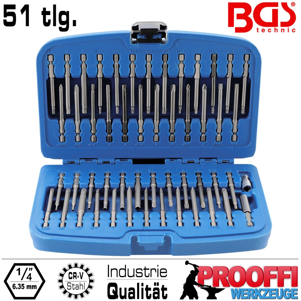 Profi Bitssatz Schraubendreher Sicherheits Bits Lang 51-tlg + Bithalter BGS 757 - Bild 2 von 4