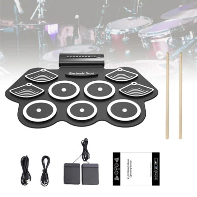 KONIX W562 Electronic Drum Set Roll Up Pad Drum Kit w/Foot Pedals Gift