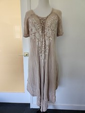 Ana & Rose Beige Viscose Dress For Casual Daily Wear Or Beach Cover Ups One Size