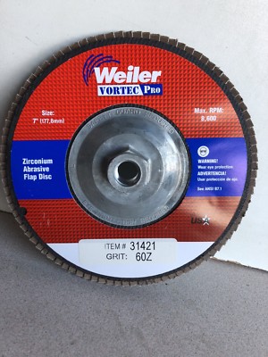 Weiler Vortec Pro Zirconium Abrasive Flap Disc 7'' x 5/8'' Type 27 #31421