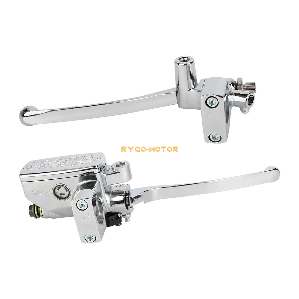 Cilindro maestro de freno hidráulico y palanca de embrague cromado para manillar de motocicleta de 1" Foto 4 de 4