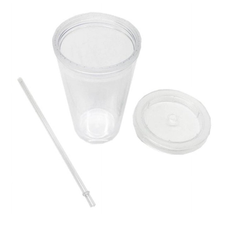 Insulated Double Wall Tumbler with Lid and Straw