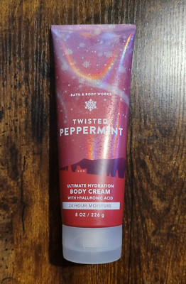 Bath & Body Works Twisted Peppermint Hydrating Body Cream Hyaluronic Acid 8 OZ