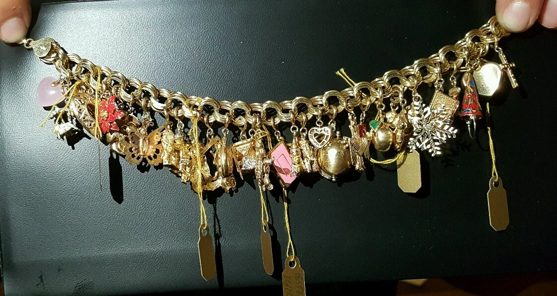 Vintage gold hotsell charm bracelets ebay