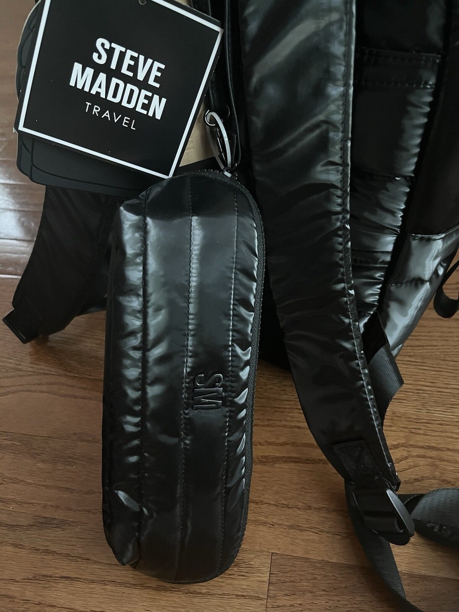 STEVE MADDEN Black Nylon Backpack & Wrislet W/ Trolley  display picture 2