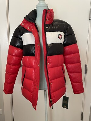 NWT Holland Cooper Red Navy Down Jacket Size S