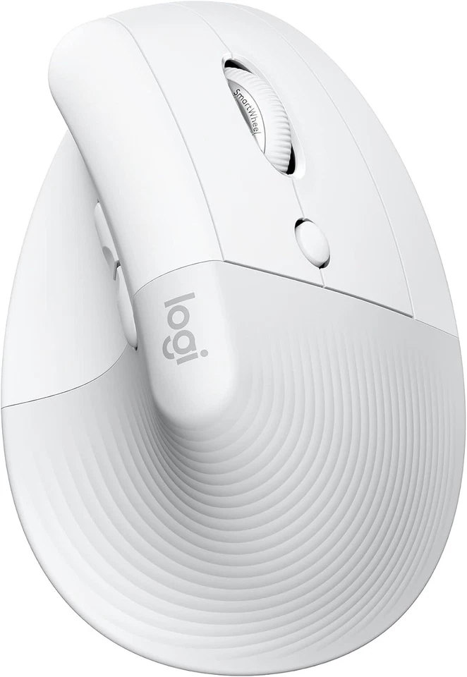 Logitech Lift Ratón Vertical Inalámbrico Windows/macOS/iPadOS, Laptop, PC Blanco Nuevo