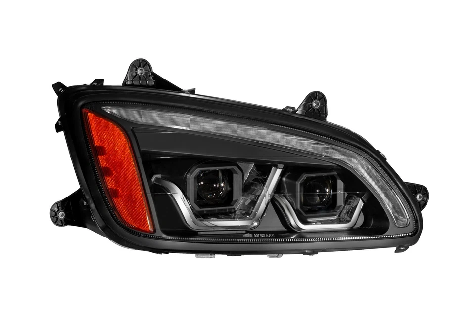 Pair Fit For Kenworth T660 08-18 LED Bar +Turn Signal Chrome Projector Headlight - Image 3 of 4