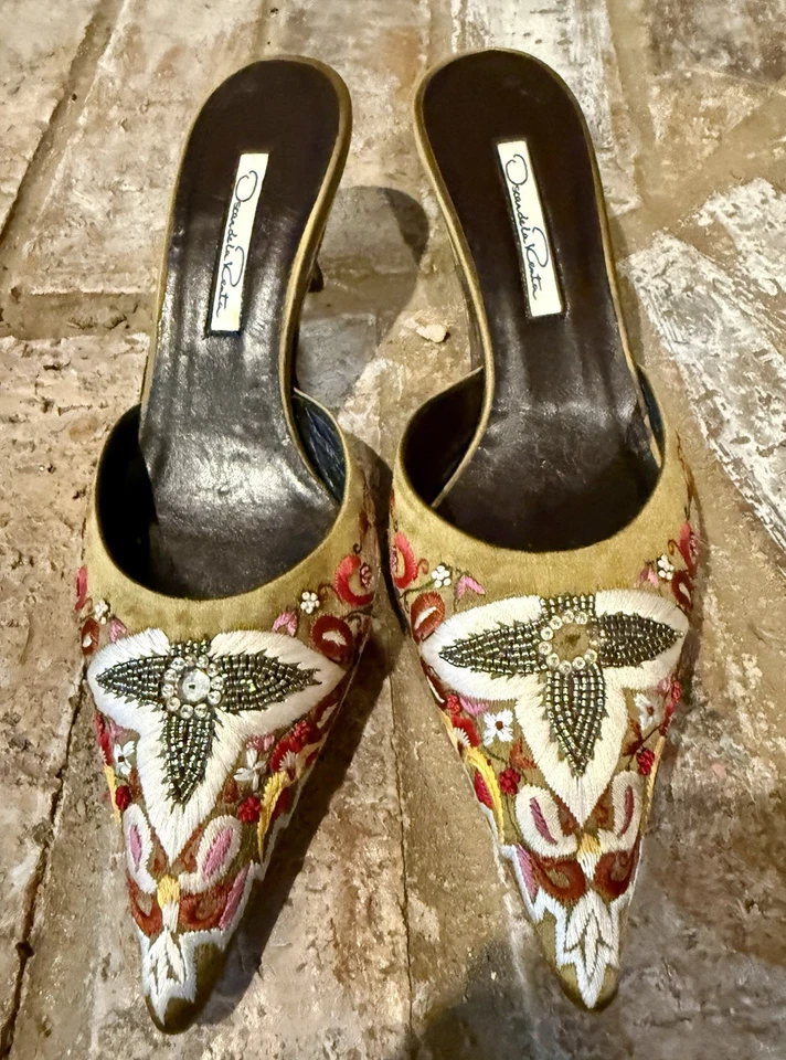 Oscar De La Renta Zapatos Mules Nuevos con Cuentas Joyas EU 36 US 5.5 Foto 2 de 4