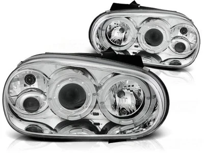 LED Angel Eyes Feux Avant Tuning Tec Pour VW Golf 4 97-03 Chrome - Photo 1/3
