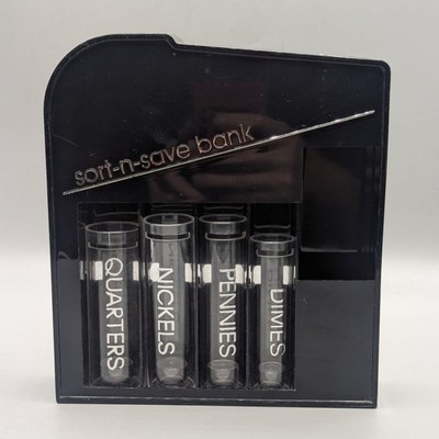 Vintage Sort-N-Save Bank Coin Sorter Black Plastic Retro Money Counting System