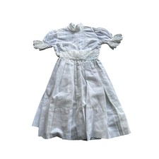 Girls White Cotton Lace Pintuck Pleated Dress Puff Sleeve Edwardian Style vtg