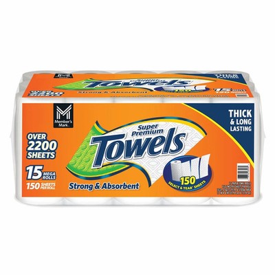 Member's Mark 10000655 Super Premium 15 Rolls Paper Towels - White