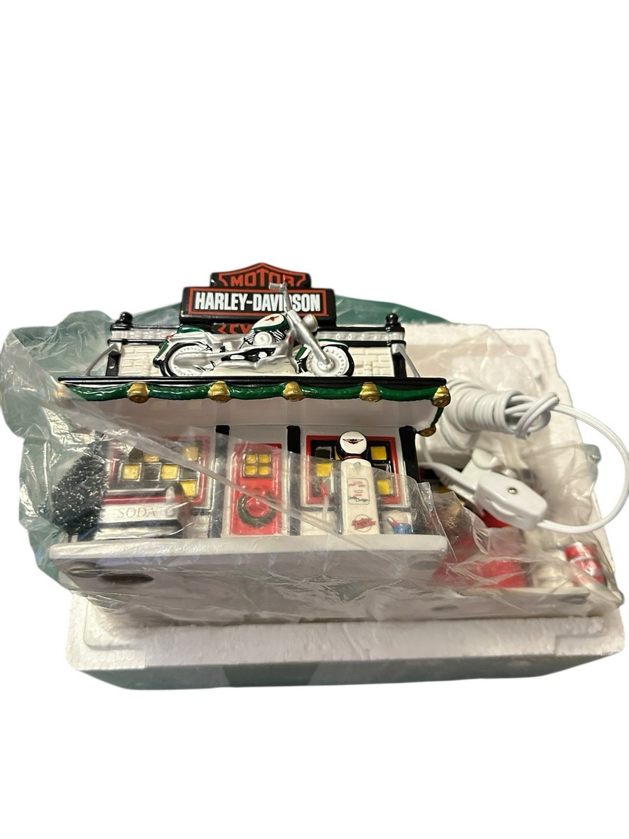 Department 56 Harley Davidson Motorcycle Shop Snow Village 54886