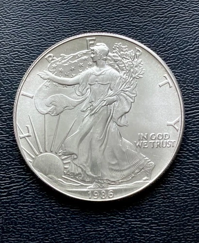1986 U.S. Silver Eagle Dollar, BU - 1 Ounce .999 Fine Silver First Year Mintage
