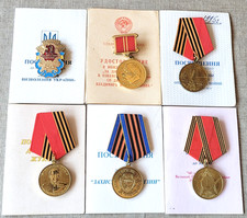 Set of 5 USSR Soviet russian Labor Military medals for one person , Description