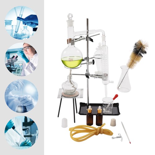 500ml Lab Distillation Apparatus Steam Essential Oil Distillation Kit Home Class