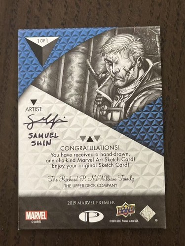 Upper Deck Marvel Premier Sketch Card Cable 2019 di Samuel Shin - Foto 2 di 2